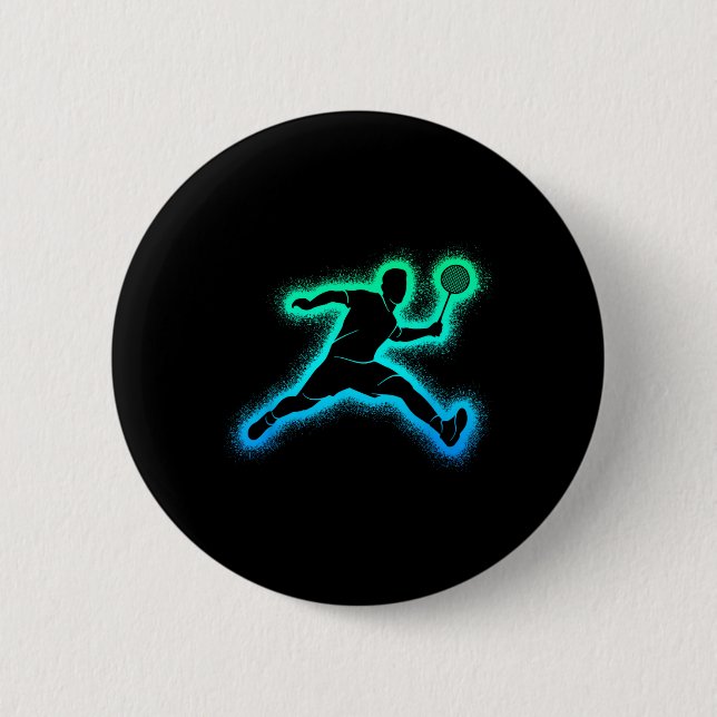 Macaron Rond 5 Cm Joueur Badminton Navette Hommes Garçons Badminton  (Devant)
