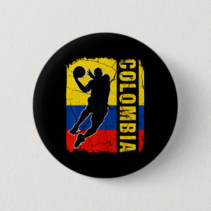 Macaron Rond 5 Cm Joueur colombien Bysketbyll Colombie Drapeau Byske
