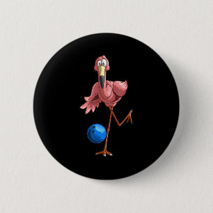 Macaron Rond 5 Cm Joueur cool de Bowling Flamant rose amusant Shorbi