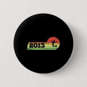 Macaron Rond 5 Cm Joueur de badminton Vintage 2013 Birthday Shuttle 