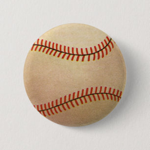 Macaron Rond 5 Cm Joueur de baseball de sport vintage, receveur avec