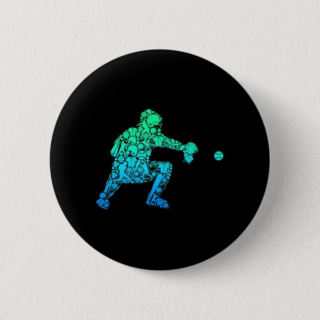 Macaron Rond 5 Cm Joueur de baseball Joueur Jeunes Hommes Enfants Ga (Devant)