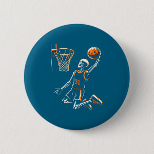 Macaron Rond 5 Cm Joueur de basket-ball squelette hommes garçons eff