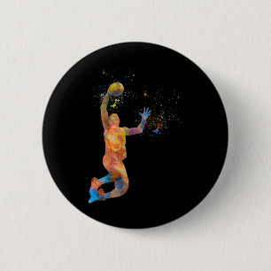 Macaron Rond 5 Cm Joueur De Basket En Aquarelle Jouant