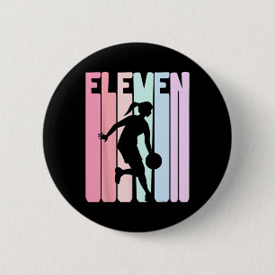 Macaron Rond 5 Cm Joueur de basketball rétro 11e anniversaire 11 ans
