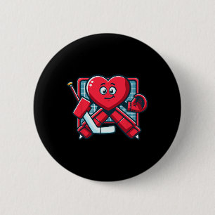 Macaron Rond 5 Cm Joueur de but de hockey sur glace de la Saint-Vale