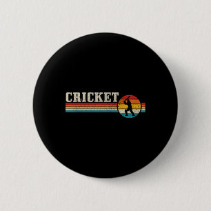 Macaron Rond 5 Cm Joueur de cricket Sports Vintage Rétro Cricket 