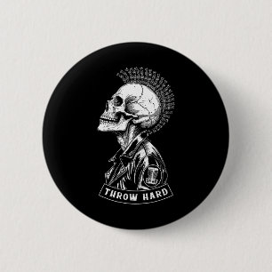 Macaron Rond 5 Cm Joueur de Disc Golf Punk Rock Crâne Mohawk Lance F