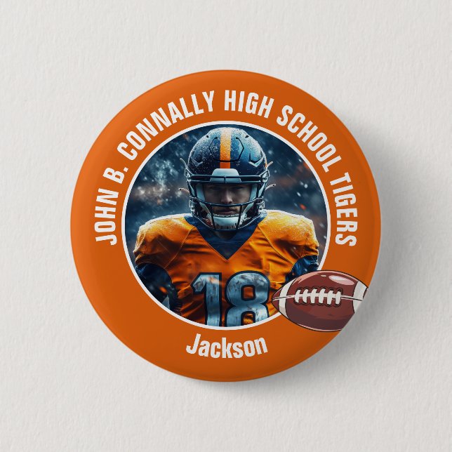 Macaron Rond 5 Cm Joueur de football du lycée d'Orange (Devant)
