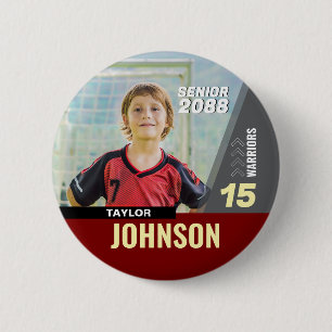 Macaron Rond 5 Cm Joueur de football Nuit des seniors Photo personna