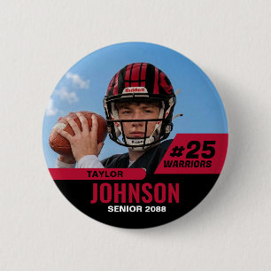 Macaron Rond 5 Cm Joueur de football nuit senior photo personnalisée