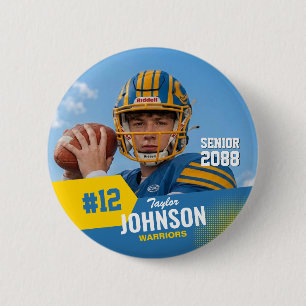 Macaron Rond 5 Cm Joueur de football nuit senior photo personnalisée