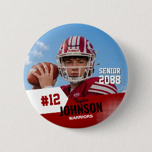 Macaron Rond 5 Cm Joueur de football nuit senior photo personnalisée