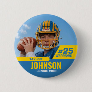 Macaron Rond 5 Cm Joueur de football Soirée d'honneur Photo personna