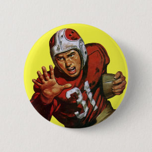 Macaron Rond 5 Cm Joueur de football sportif vintage tournant en arr