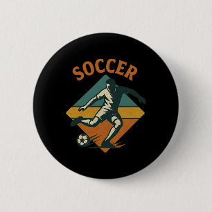 Macaron Rond 5 Cm Joueur de football vintage coup de pied style clic