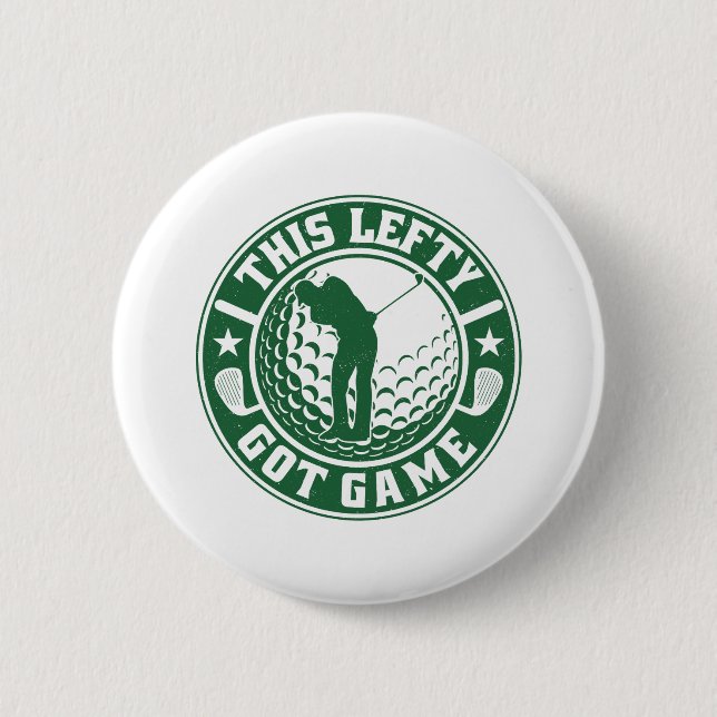 Macaron Rond 5 Cm Joueur de golf à gauche amusant (Devant)