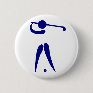 Macaron Rond 5 Cm Joueur de golf bleu blanc Sports, ajoutez du texte