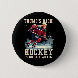 Macaron Rond 5 Cm Joueur de hockey drôle Trump Cool Vintage Hockey s