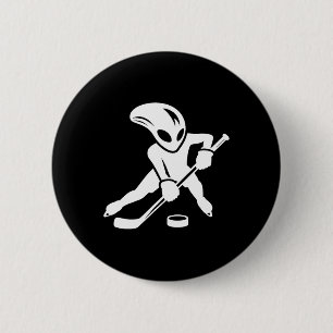 Macaron Rond 5 Cm Joueur de hockey sur glace extraterrestre dessin a