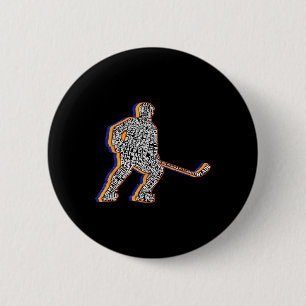 Macaron Rond 5 Cm Joueur de hockey sur glace rétro pour hommes enfan