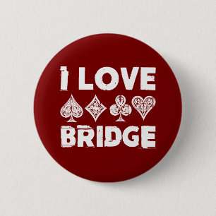Macaron Rond 5 Cm Joueur de jeu de cartes de bridge que j'aime