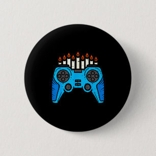 Macaron Rond 5 Cm Joueur de jeu vidéo juif Hanukkah Chanukah Hommes