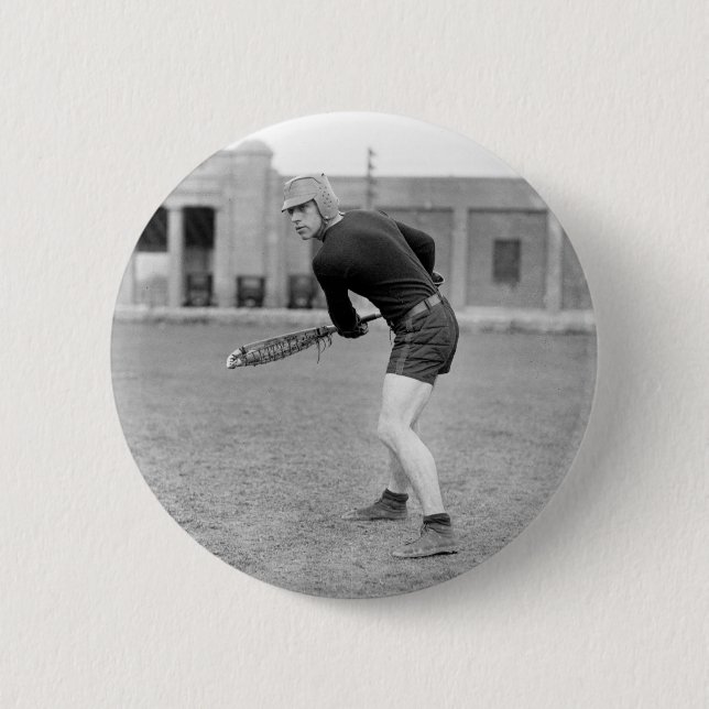 Macaron Rond 5 Cm joueur de lacrosse des années 1920 (Devant)