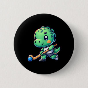 Macaron Rond 5 Cm Joueur de l'équipe de hockey sur gazon de dinosaur