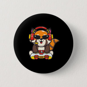 Macaron Rond 5 Cm Joueur de Panda Rouge Drôle Amateur de Pandas Roug