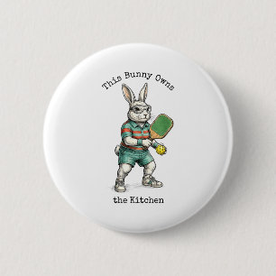 Macaron Rond 5 Cm Joueur de pickleball lapin Pâques ce lapin possède