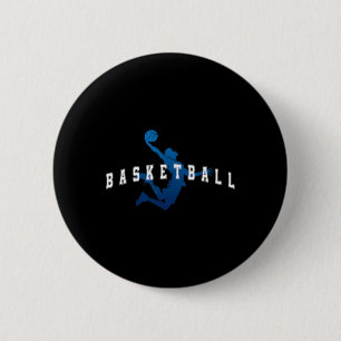 Macaron Rond 5 Cm Joueur de sketll Équipe Texte Varsity Bleu