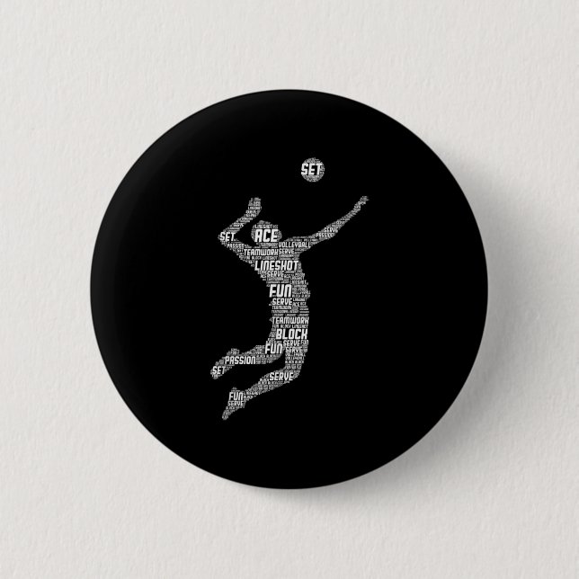 Macaron Rond 5 Cm Joueur de volley-ball garçons Jeunes Hommes (Devant)