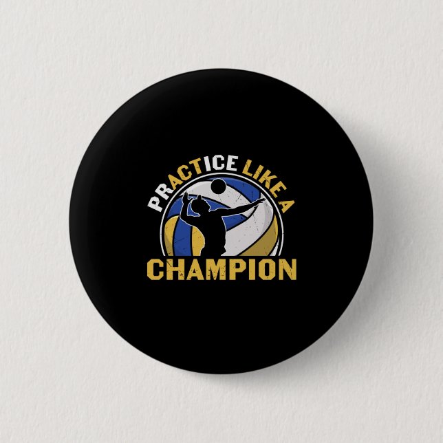 Macaron Rond 5 Cm Joueur de volley-ball | Pratiquer Comme Un Champio (Devant)