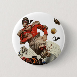Macaron Rond 5 Cm Joueur du quart-tour de football sportif vintage