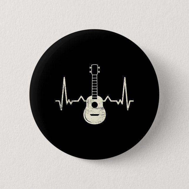 Macaron Rond 5 Cm Joueur Ukulele I Coeur Ukulele (Devant)
