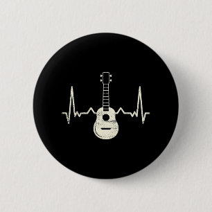 Macaron Rond 5 Cm Joueur Ukulele I Coeur Ukulele