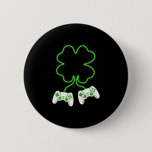 Macaron Rond 5 Cm Joueur vidéo Saint-Patrick Fleur de trèfle avec ma