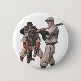 Macaron Rond 5 Cm Joueurs De Baseball vintages