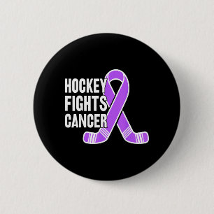 Macaron Rond 5 Cm Joueurs de hockey se battent Ruban Violet pour le