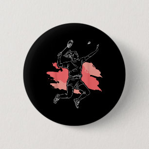 Macaron Rond 5 Cm Joueuse de badminton - Écraser le volant Athlète S
