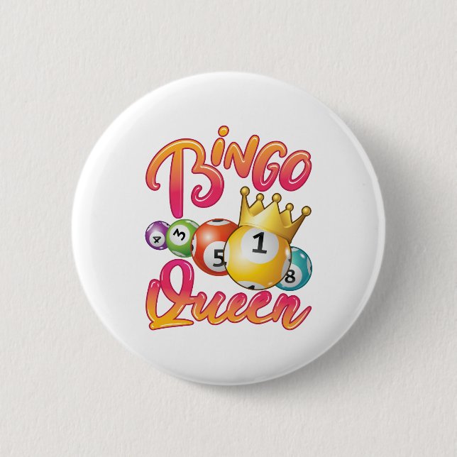 Macaron Rond 5 Cm Joueuse de Bingo Queen Women (Devant)