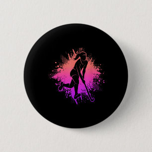 Macaron Rond 5 Cm Joueuse de hockey sur gazon Hockey Filles Dames Ho
