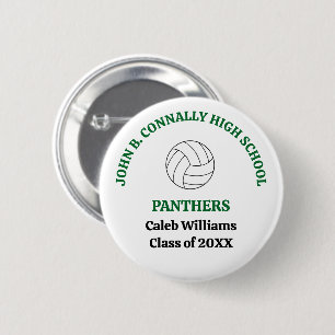 Macaron Rond 5 Cm Joueuse de volley-ball personnalisée au lycée vert