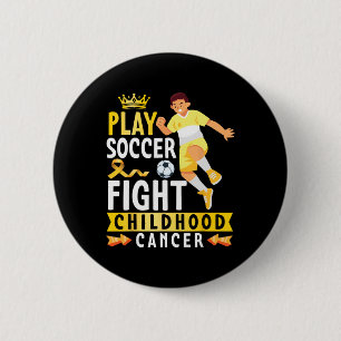 Macaron Rond 5 Cm Jouez au football, luttez contre le cancer infanti