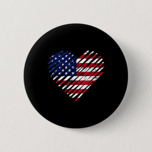 Macaron Rond 5 Cm Jour commémoratif &amp; 4 juillet Coeur Partiotiqu