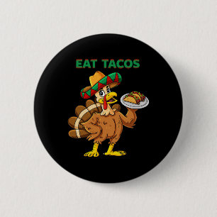 Macaron Rond 5 Cm Jour d'Action de grâce La Turquie Mange Tacos Mexi