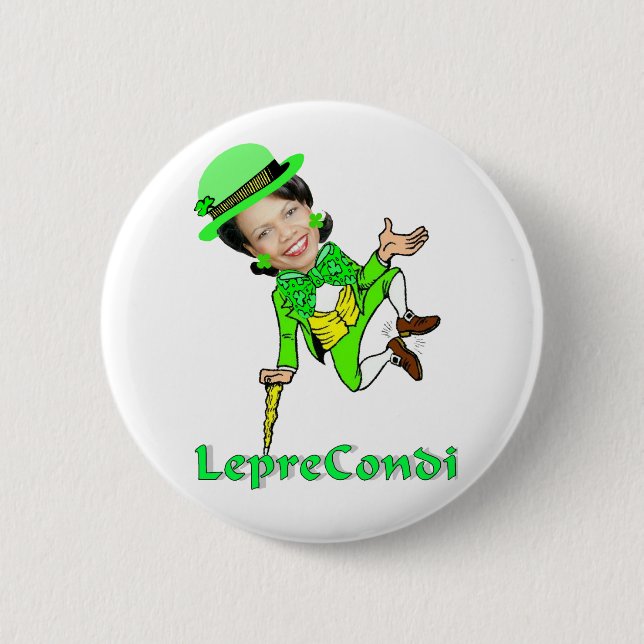 Macaron Rond 5 Cm Jour de Condoleezza St Patrick de lutin (Devant)