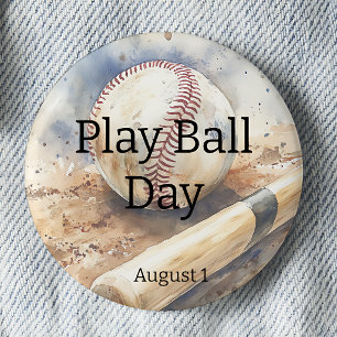 Macaron Rond 5 Cm Jour de jeu de balle - Baseball