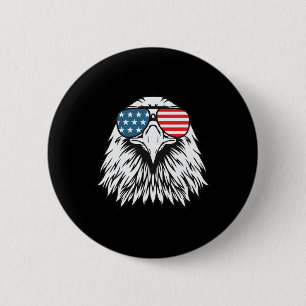 Macaron Rond 5 Cm Jour de Juillet American Bald Eagle Drapeau - Fête